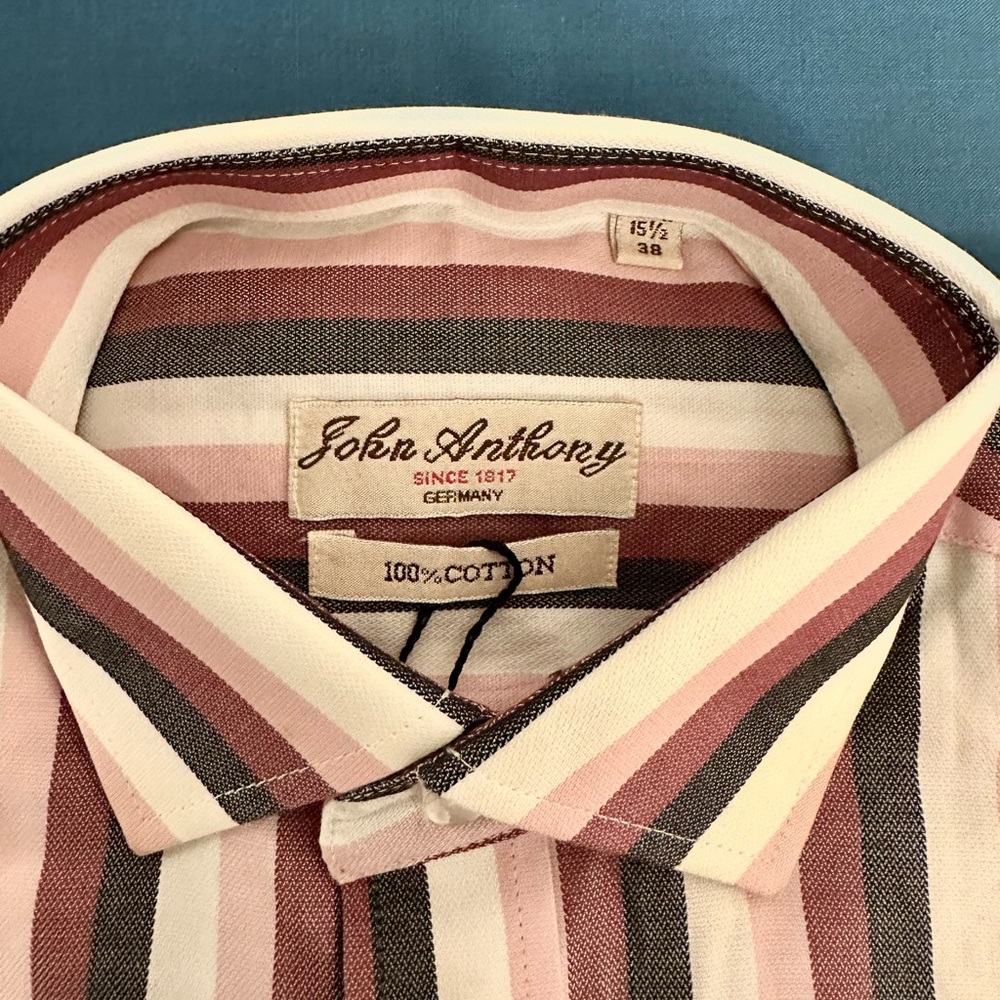 Men's Striped Shirt - Pink and Gray
